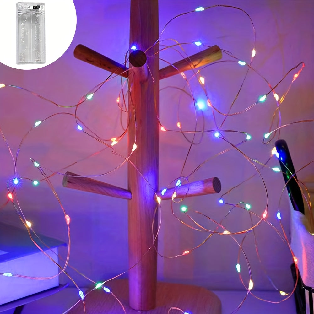1set, LED Fairy Lights Battery Box Copper Wire String 78.74/196.85/393.7inch Holiday Outdoor Lamp Garland for Christmas Tree Wedding Party Decoration