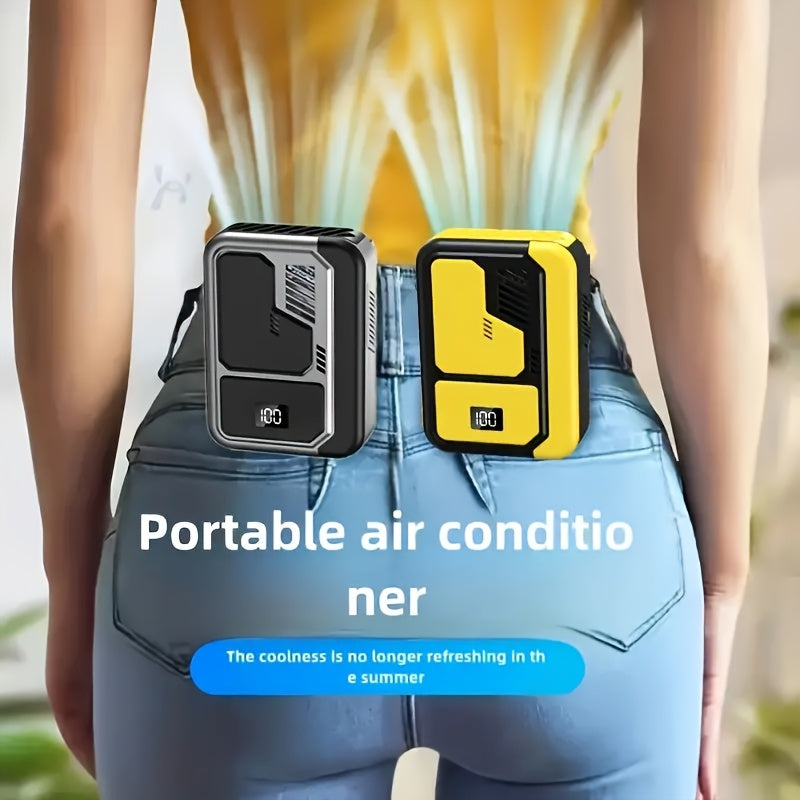[4-in-1 Portable Fan] 4-in-1 Portable Neck Fan Rechargeable 3 Speeds Personal Fan | Wearable Clip-on Fan With USB Charging Waist Belt Solid | Great For Outdoor Work, Hands-Free Waist Clip For Work Outdoor Travel, Great Birthd