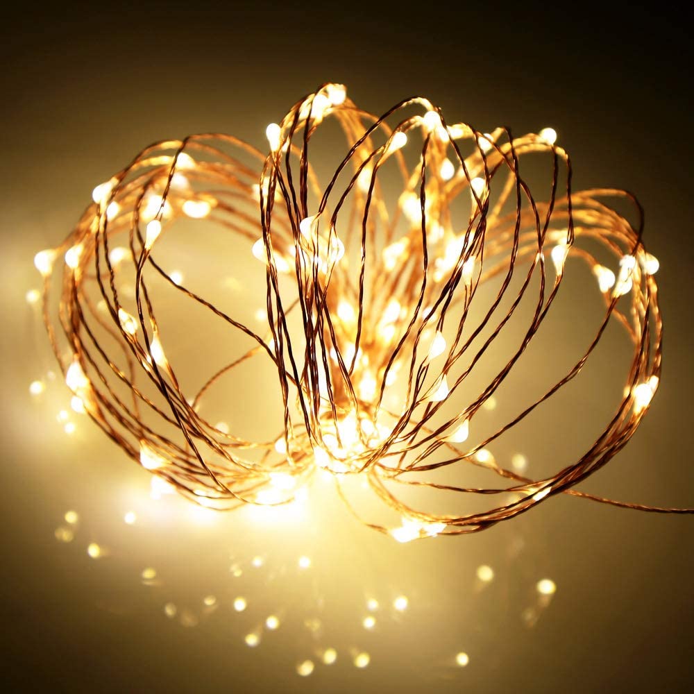1set, LED Fairy Lights Battery Box Copper Wire String 78.74/196.85/393.7inch Holiday Outdoor Lamp Garland for Christmas Tree Wedding Party Decoration