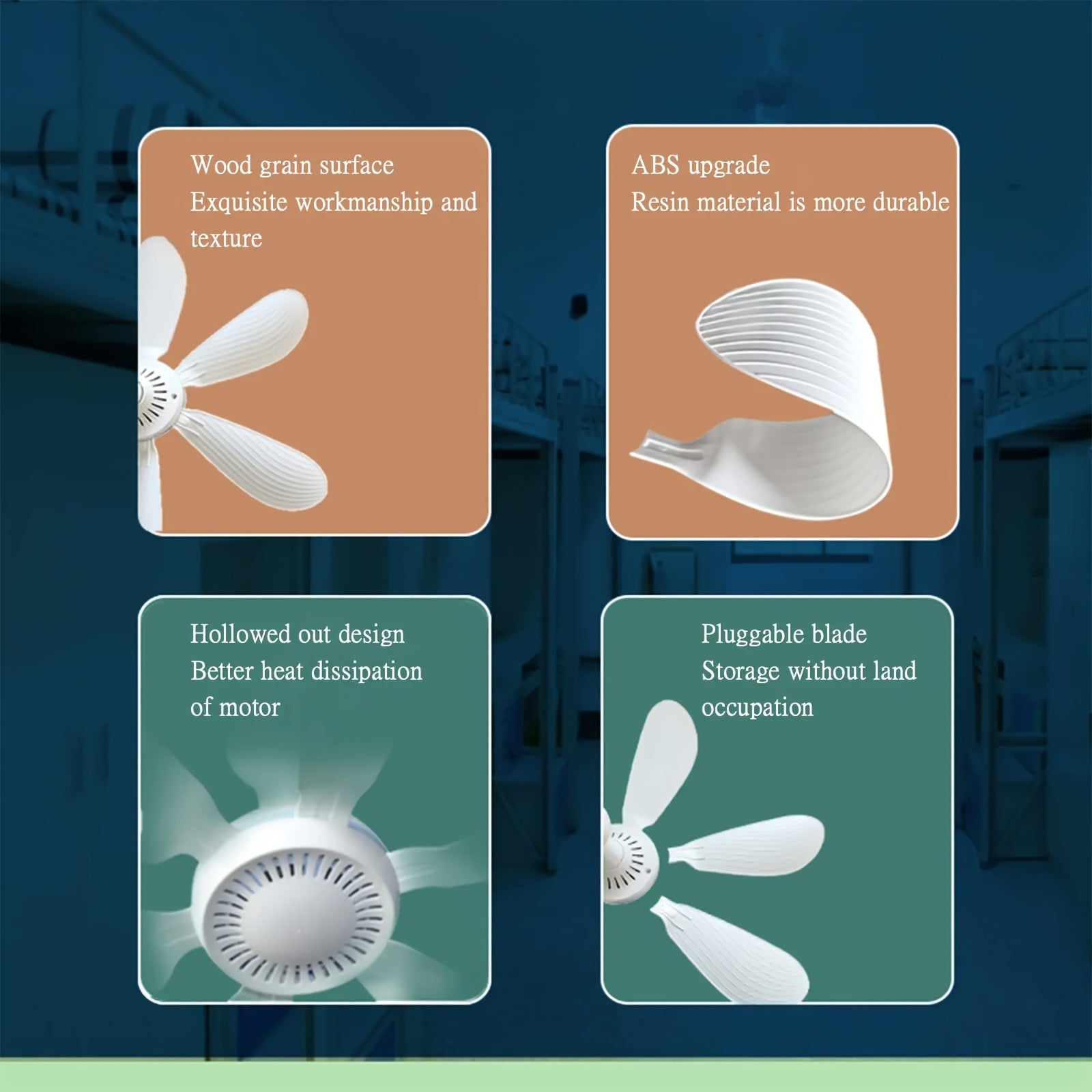 6-Blade Quiet USB Ceiling Fan - Portable Hanging Mini Fan with Remoteless Design for Camping, Dorms, Tents - Compact & Powerful Cooling with USB-Powered 6-Blade Fan, Dorm Room Cooling, Minimalist Fan, Portable Fan