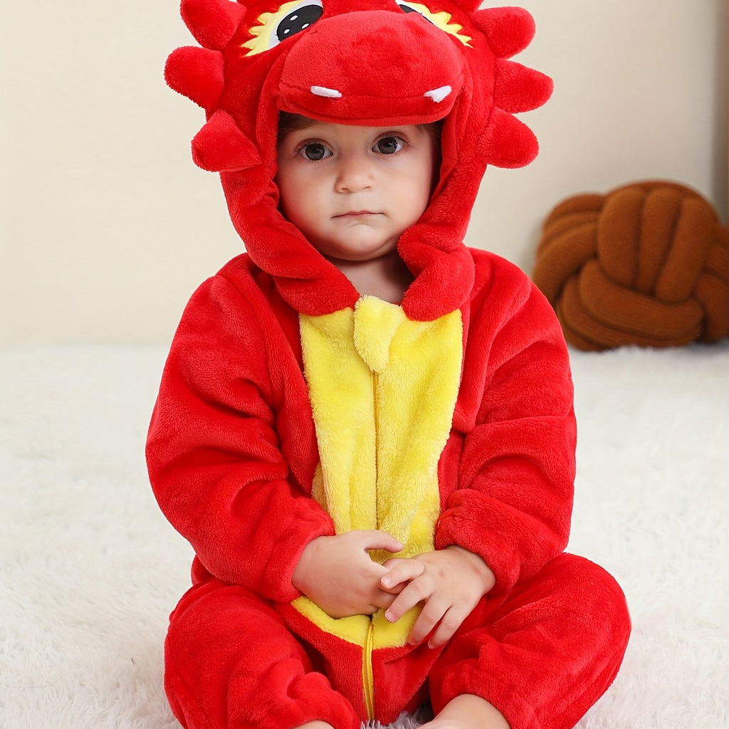 Baby'S Red Dragon Halloween - Cute Cartoon Animal Design with Zipper Closure, Soft & Comfortable for Spring/Fall Outings, Baby, Seasonal Babywear, Playful Baby Style, Durable Baby Clothes, for Outdoor