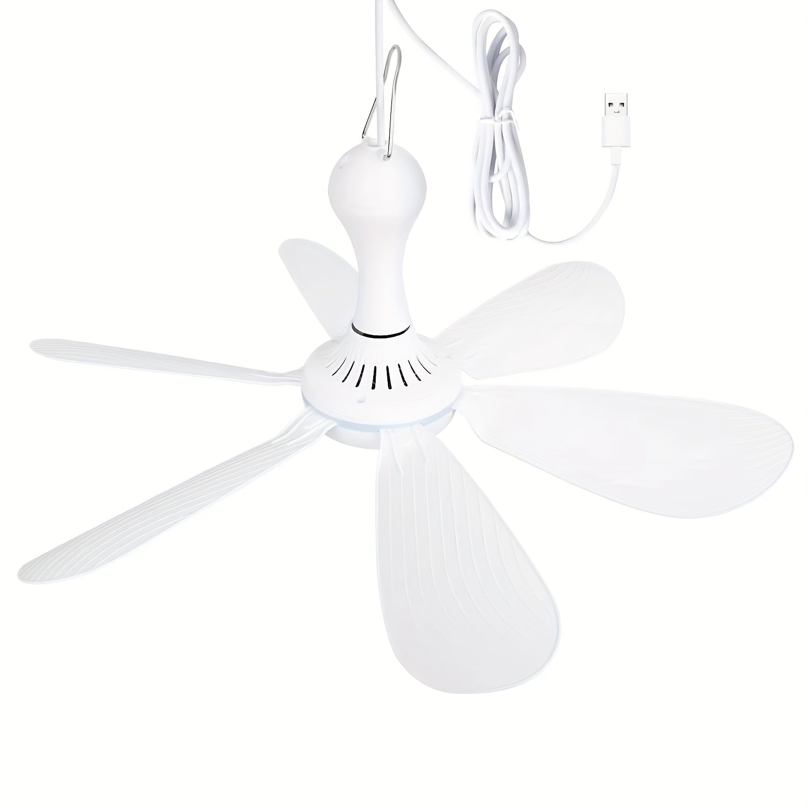 6-Blade Quiet USB Ceiling Fan - Portable Hanging Mini Fan with Remoteless Design for Camping, Dorms, Tents - Compact & Powerful Cooling with USB-Powered 6-Blade Fan, Dorm Room Cooling, Minimalist Fan, Portable Fan