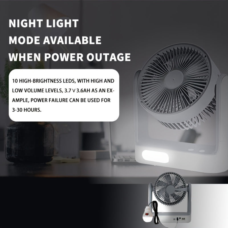 [Solar Powered, 3 Speeds Fan] 10 LED Light Solar Powered Portable Fan - 3 Speeds Rechargeable Camping Table Fan with Timer, Floor Fan