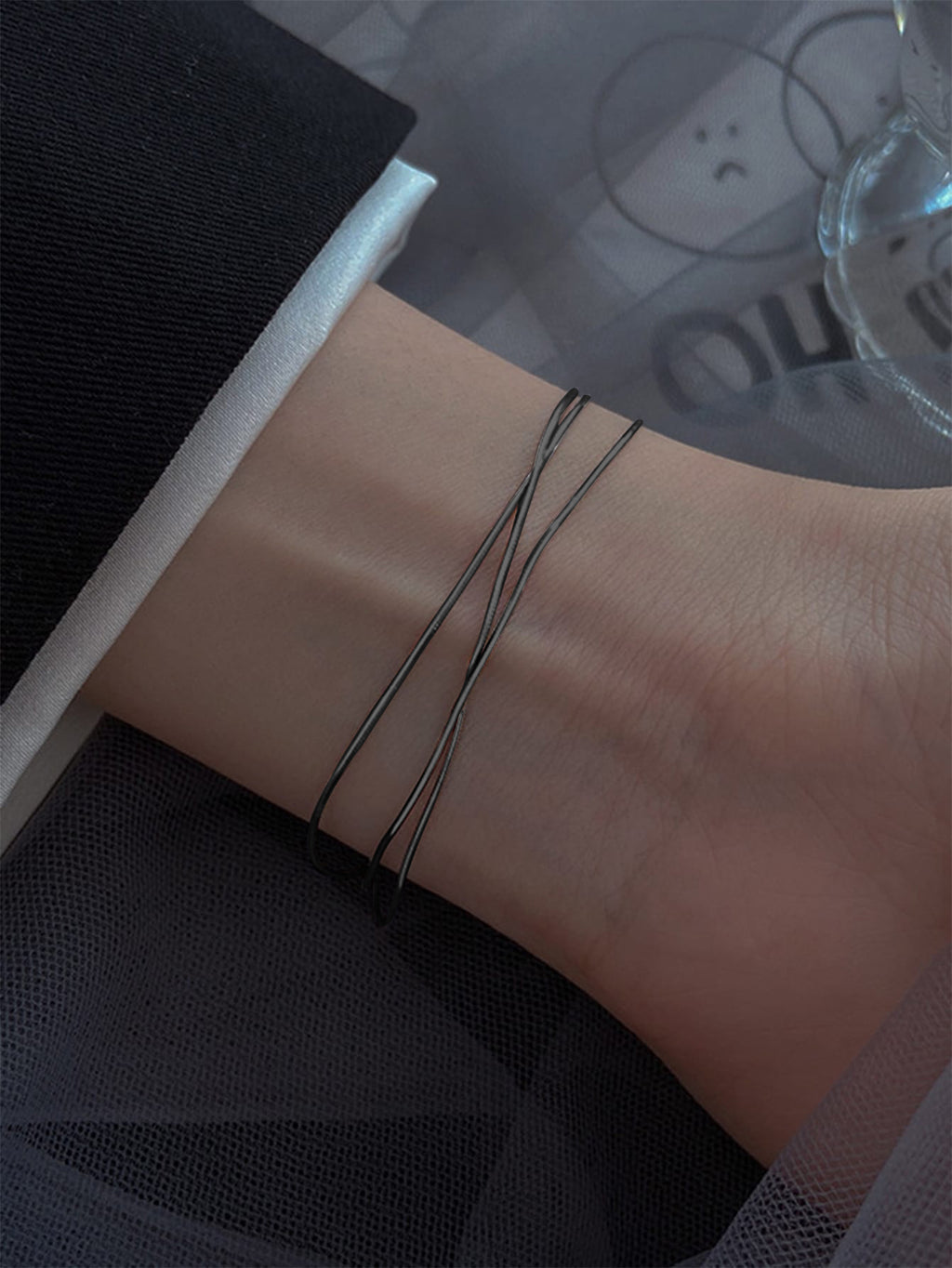 1pc Nooxian Women'S Snake Bone Bracelet, 304 Stainless Steel Multi-layer Simple & Hip Hop Style Chain for Daily & Vacation Wear, Vacation Accessory | Minimalist Jewelry | Polished Finish