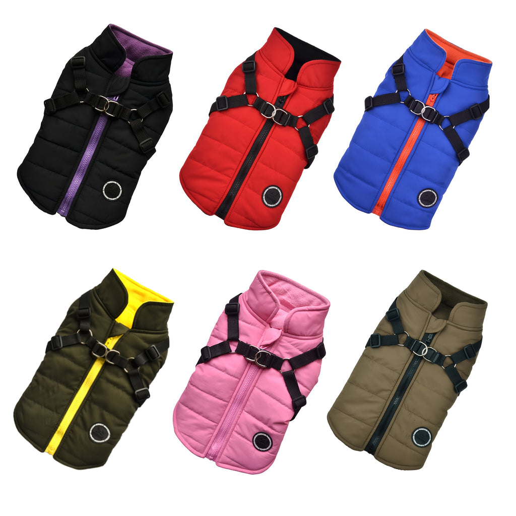 Warm Padded Dog Vest with Harness for Small And Medium Dogs - Red Coat for Extra Comfort And Security Christmas Gift