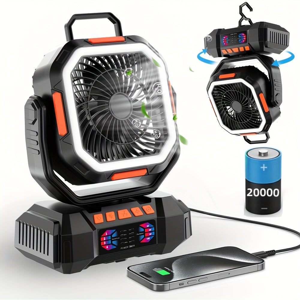 Camping Fan Portable Fan with 40000mAh Battery Powered Stronger Wind Stepless Speed Regulation Fast Charging for Tent Travel Car Outdoor Camping Essentials