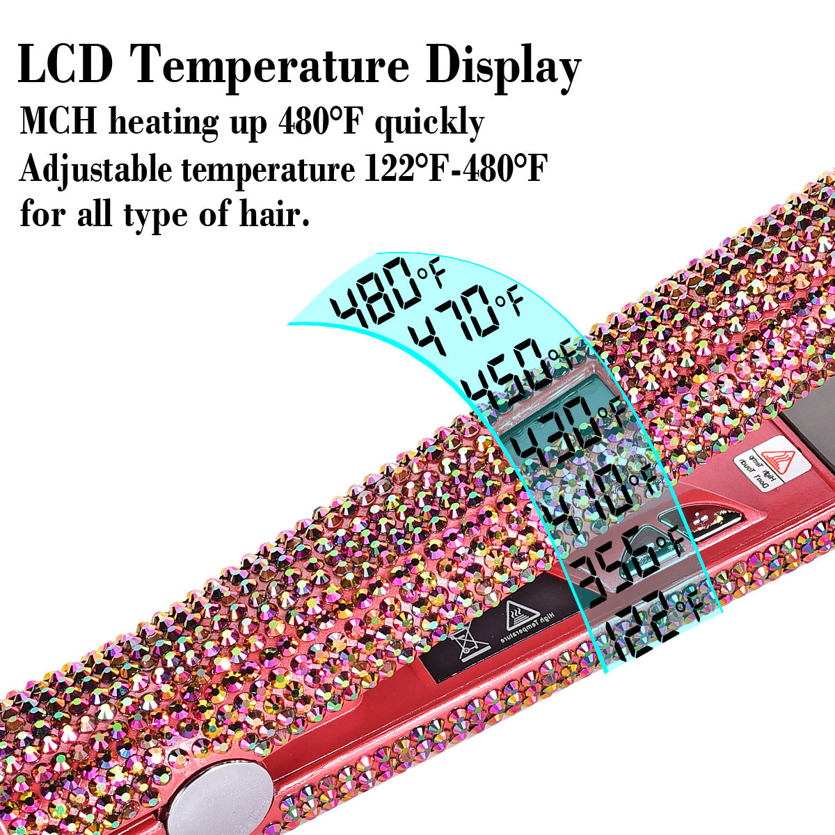 Bling Rhinestone Hair Straightener 2in 1 Flat Iron Hair Straightener Curler for All Hair Styles Professional Fast Adjustable Temperatures Hair Straightener,  Salon Equipment, Decorative Iron, Heatresistant Material, Smooth Gl