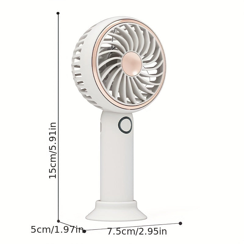 Small Fan, Handheld Portable Fan With LED Light, USB Rechargeable, Long-lasting Battery Life, Silent, Suitable For Office Desktop