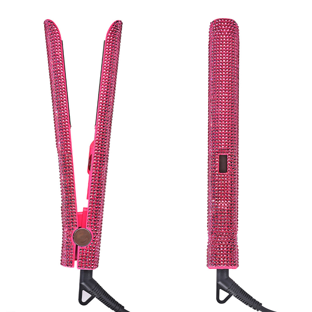 Bling Rhinestone Hair Straightener 2in 1 Flat Iron Hair Straightener Curler for All Hair Styles Professional Fast Adjustable Temperatures Hair Straightener,  Salon Equipment, Decorative Iron, Heatresistant Material, Smooth Gl