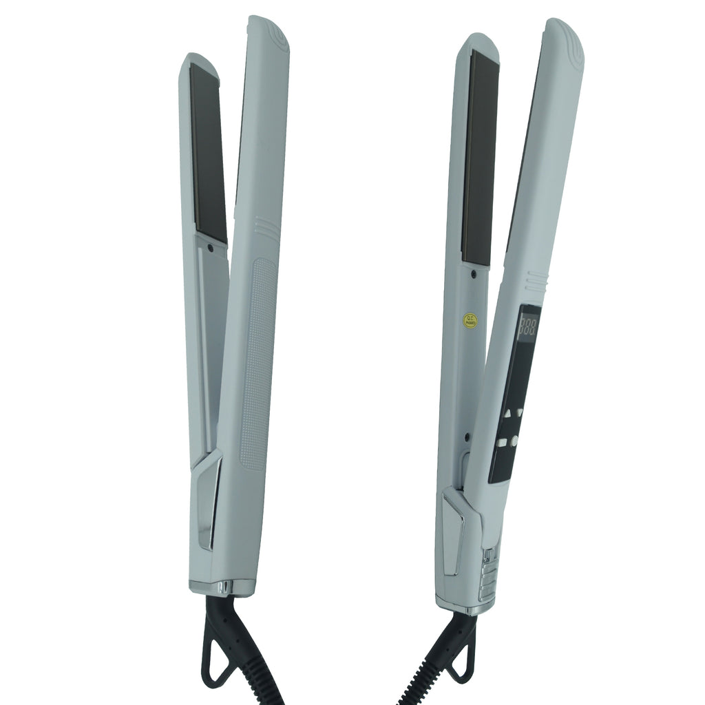 Professional Salon Hair Straightener & Curler - 265°F-450°F High-Temperature Flat Iron with LCD Display, 2-in-1 Dual Function, Titanium Ceramic Technology, Ideal for Home & Commercial Use, Ergonomic Handle, Compatible with