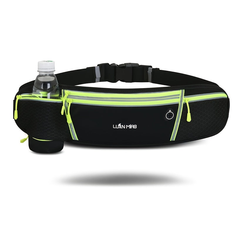 Luan Miao Sports Waist Pack - Black & White, Waterproof Polyester, Adjustable Strap, Multi-Pocket Design for Running, Hiking, and Fitness, Outdoor Gear | Adjustable Waist Pack | Durable Zipper Closure, Running Gear
