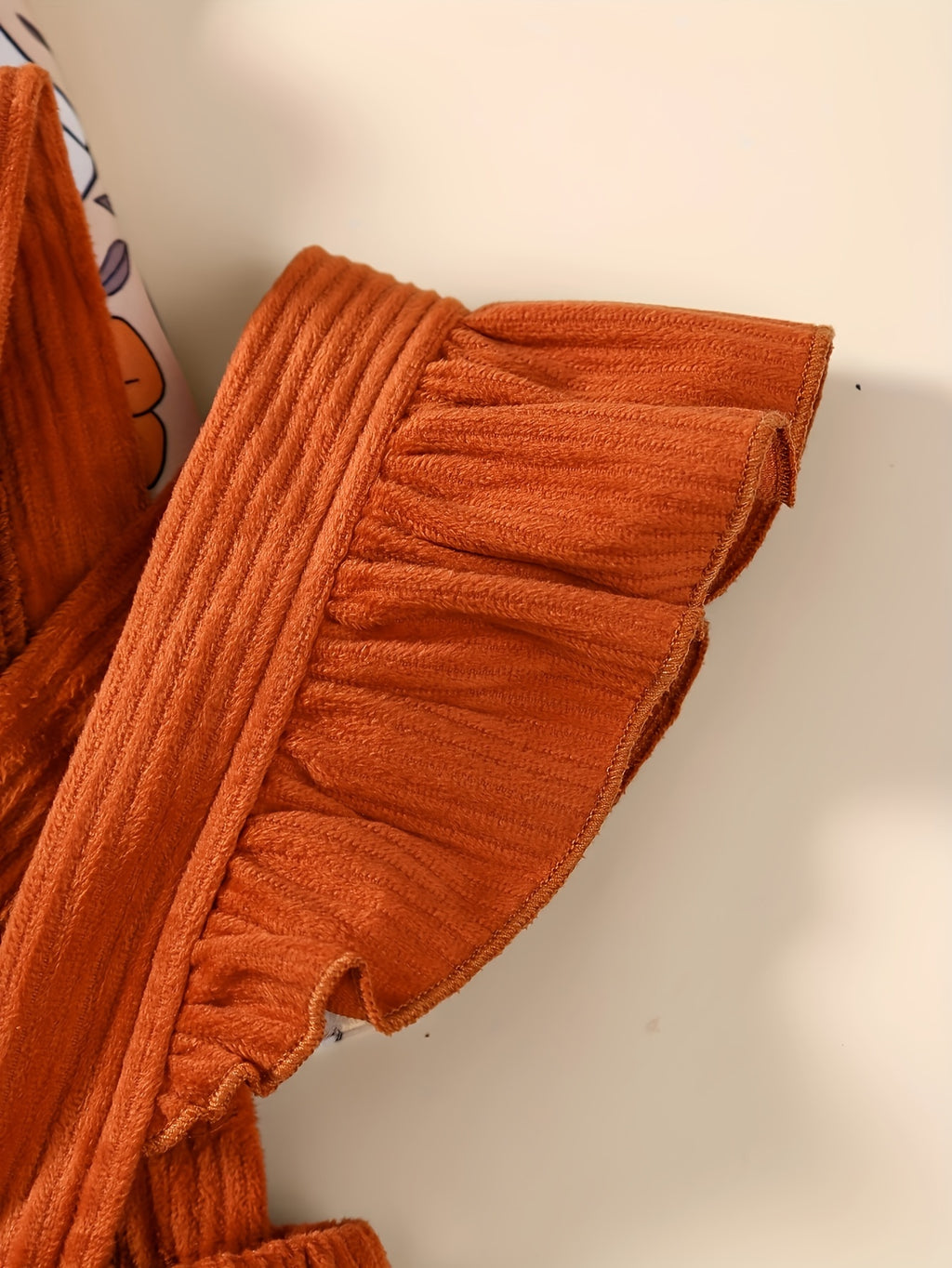 3pcs Adorable & Pumpkin Print Halloween Outfit for Baby Girls - Includes Long Sleeve Jumpsuit, Ruffled Ribbed Skirt & Headband Set - Soft Polyester, Machine Washable - Ideal for Spring & Autumn Celebrations, Festive Baby Wear