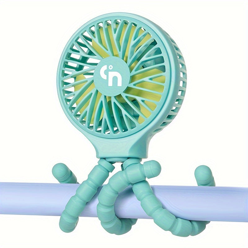 WiHoo Battery Powered Stroller Fan, Flexible Tripod Clip On Fan With 3 Speeds And Rotatable Handheld Rechargeable Personal Portable Fan For Car Seat Crib Bike Treadmill