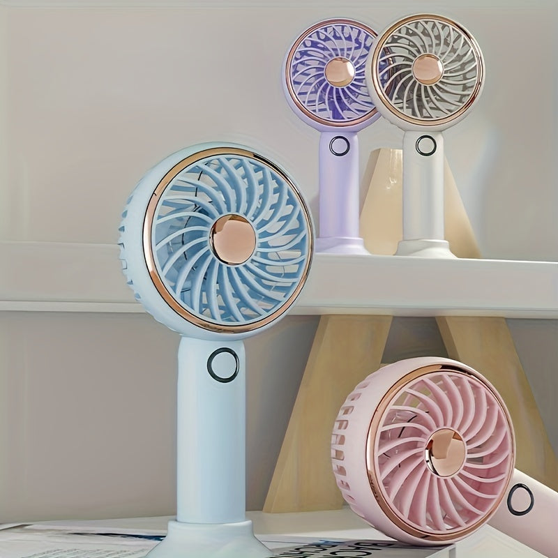 Small Fan, Handheld Portable Fan With LED Light, USB Rechargeable, Long-lasting Battery Life, Silent, Suitable For Office Desktop