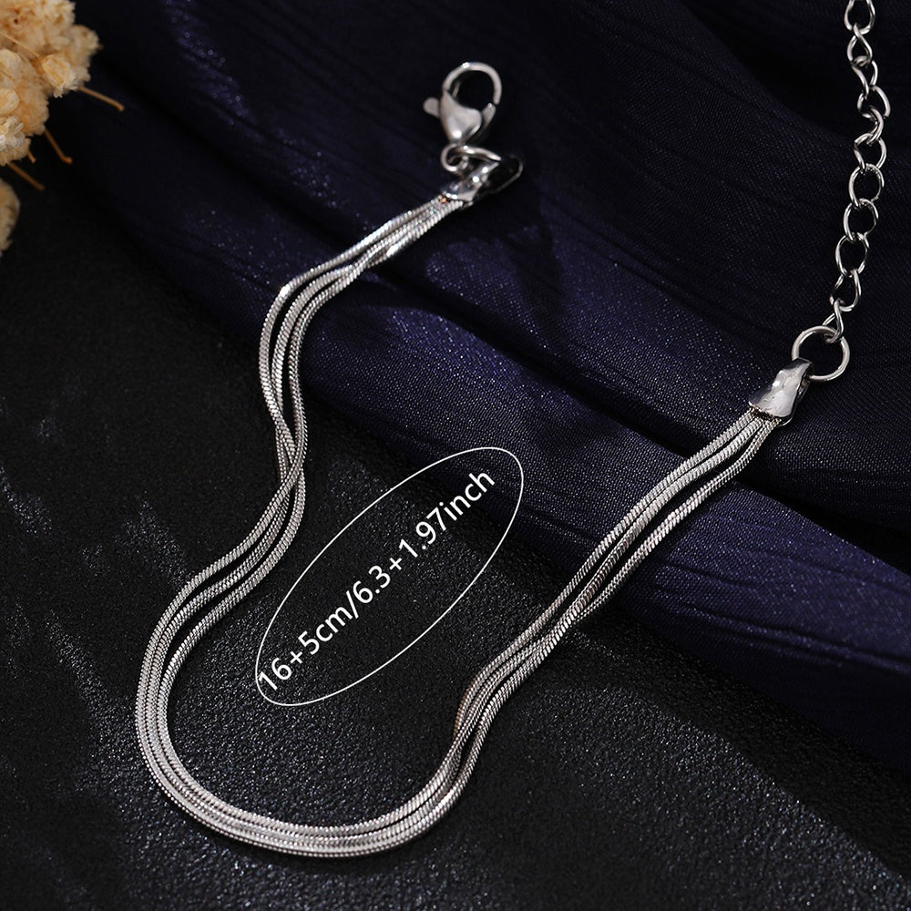 1pc Nooxian Women'S Snake Bone Bracelet, 304 Stainless Steel Multi-layer Simple & Hip Hop Style Chain for Daily & Vacation Wear, Vacation Accessory | Minimalist Jewelry | Polished Finish