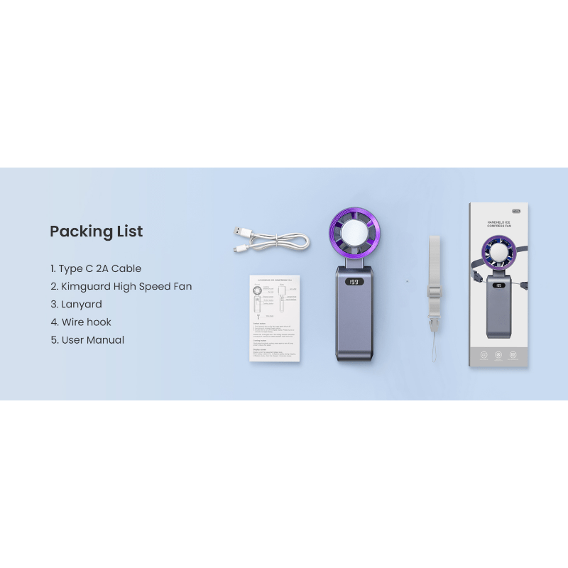 Handheld Portable Fan with Ice Cube Cooler, Speed (1-100) 4000Mah Rechargeable Personal Fan, [20-Hour Cooling Time] Ultra-Mini But Powerful [20000 RPM] Small Pocket Fan (Grayish Purple)