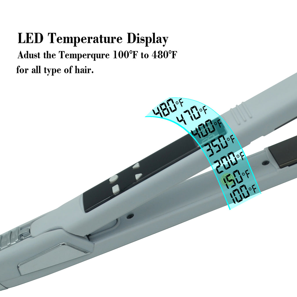 Professional Salon Hair Straightener & Curler - 265°F-450°F High-Temperature Flat Iron with LCD Display, 2-in-1 Dual Function, Titanium Ceramic Technology, Ideal for Home & Commercial Use, Ergonomic Handle, Compatible with