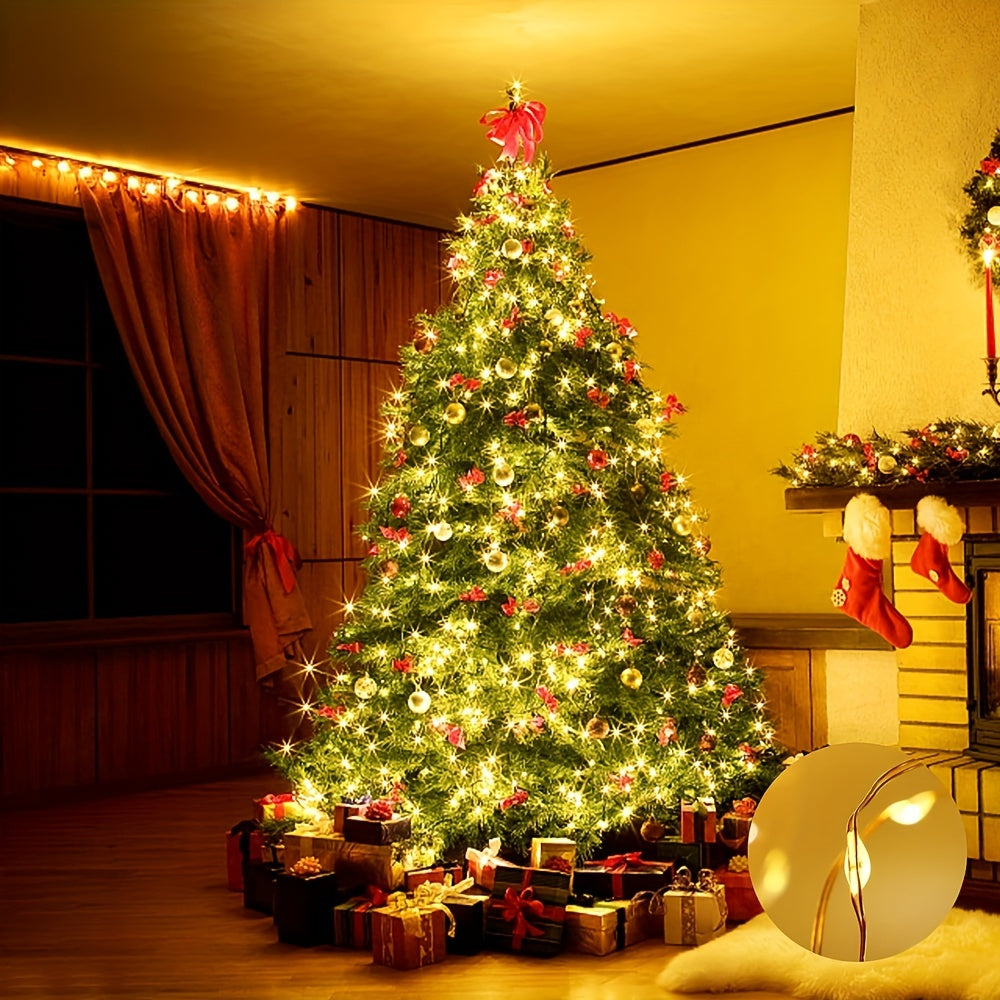 1set, LED Fairy Lights Battery Box Copper Wire String 78.74/196.85/393.7inch Holiday Outdoor Lamp Garland for Christmas Tree Wedding Party Decoration