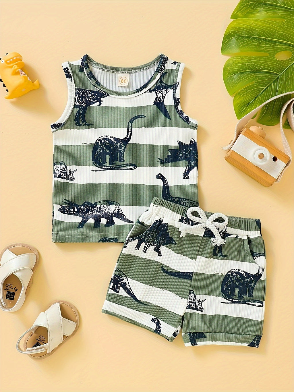 Toddlers Baby Boys' Tank Tops Set, Summer Baby boys outfit Dinosaur Tank Top Shirts Baby clothes Set