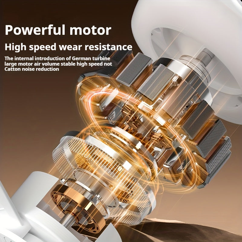 Remote Control Camping Fan with LED Night Light - Rechargeable USB Portable Fan for Tent & Outdoor, 270° Rotation, 3 Light Modes, Sleep Timer, Hanging Hook