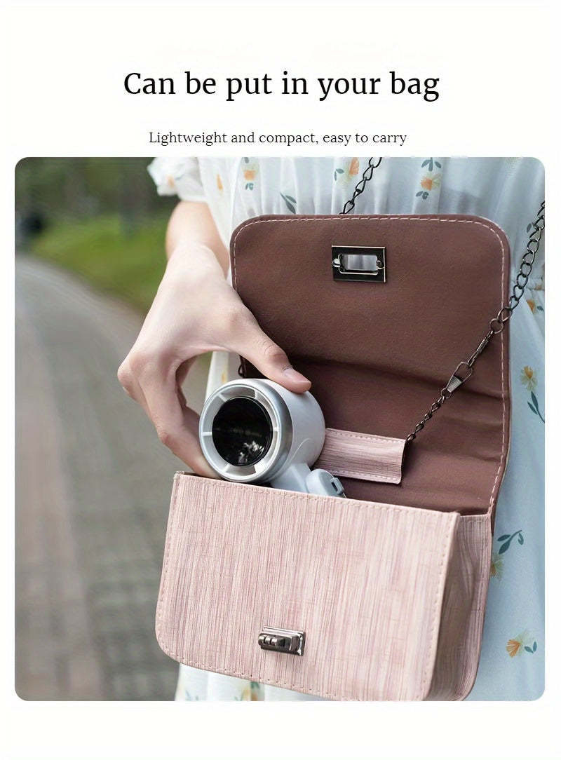 Portable Fan, Dual-Blade Handheld Personal Cooling Device, Rechargeable Battery, 3 Color Options, For Outdoor, Office, Home Use