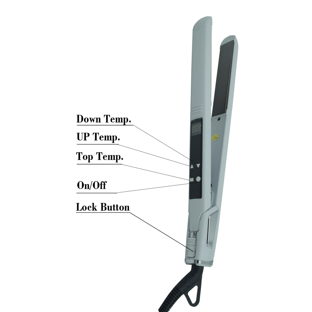 Professional Salon Hair Straightener & Curler - 265°F-450°F High-Temperature Flat Iron with LCD Display, 2-in-1 Dual Function, Titanium Ceramic Technology, Ideal for Home & Commercial Use, Ergonomic Handle, Compatible with