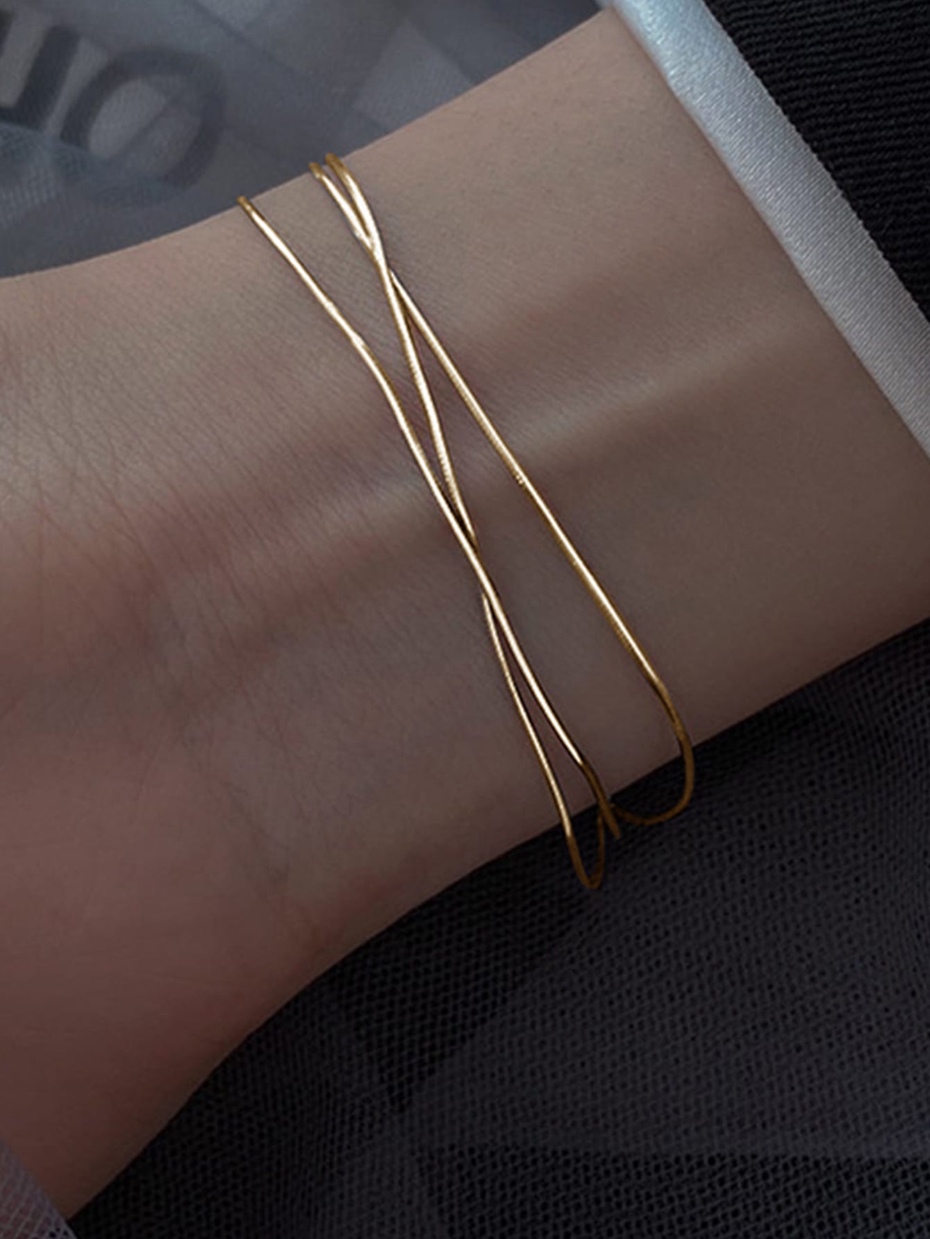 1pc Nooxian Women'S Snake Bone Bracelet, 304 Stainless Steel Multi-layer Simple & Hip Hop Style Chain for Daily & Vacation Wear, Vacation Accessory | Minimalist Jewelry | Polished Finish