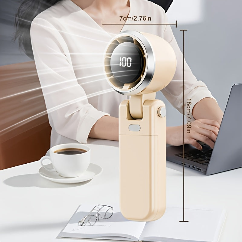Portable Handheld Fan, 5000rpm Ultra-High Speed Quick Cooling, 1-100-Level Super Power USB Fan, Large Battery Capacity, Mini Portable Fan, USB Rechargeable, Lanyard- Lightweight, Compact, And Easy to Carry for Outdoor Activit