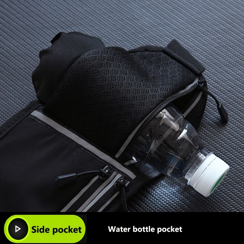 Luan Miao Sports Waist Pack - Black & White, Waterproof Polyester, Adjustable Strap, Multi-Pocket Design for Running, Hiking, and Fitness, Outdoor Gear | Adjustable Waist Pack | Durable Zipper Closure, Running Gear