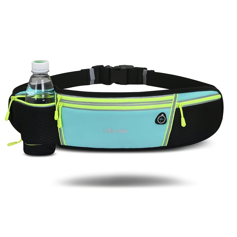 Luan Miao Sports Waist Pack - Black & White, Waterproof Polyester, Adjustable Strap, Multi-Pocket Design for Running, Hiking, and Fitness, Outdoor Gear | Adjustable Waist Pack | Durable Zipper Closure, Running Gear