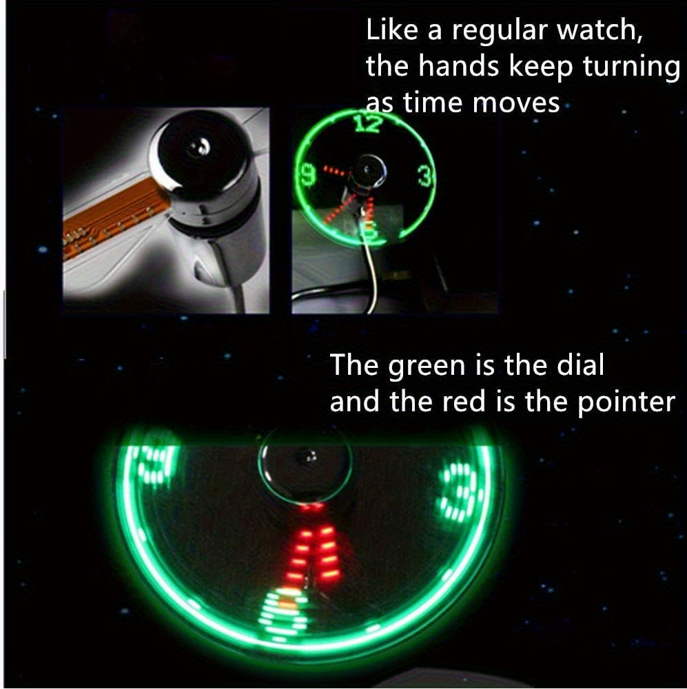 1pc Portable USB Desk Fan with LED Clock Display - Silent Energy-Saving Cooling Fan, Adjustable Speeds, USB-Powered Compact Design for Desktop, Laptop, Tablet - Space-Saving Mini Fan, Portable Fan, Desktop Accessory, Sturdy M