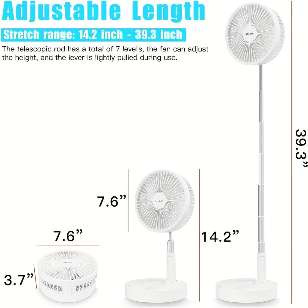 1 Pack Rechargeable Portable Fan with Adjustable Height, 4 Speed Settings & Retractable Oscillation - USB-Powered Indoor/Outdoor Cooling Fan for Home, Office, Camping, Travel - Lightweight Durable Plastic Design, Multispeed C