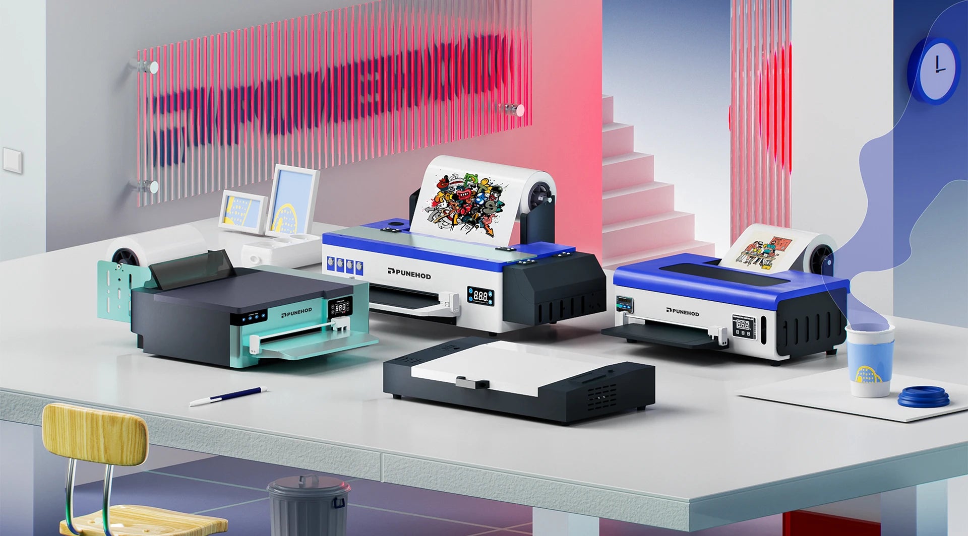 Punehod A3 DTF Printer Transfer Printer A3+ L1800 DTF Printer T Shirt Printing Machine With Curing Oven for Clothes