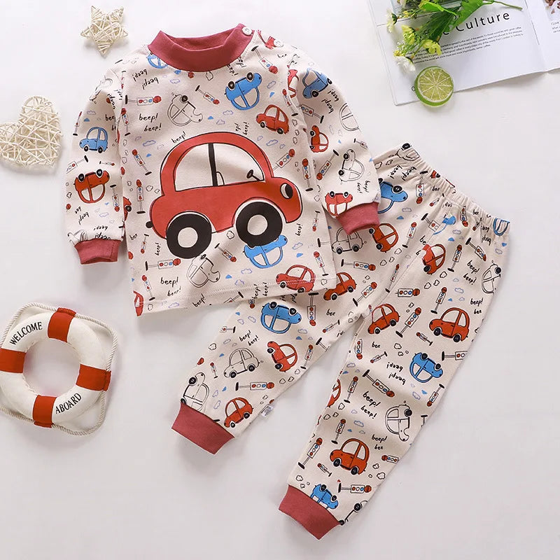 Wholesale Autumn Winter 100% Cotton 2pcs Long Sleeve Pajamas Baby Clothes Sets Christmas Baby Pyjamas Baby Clothing Sets