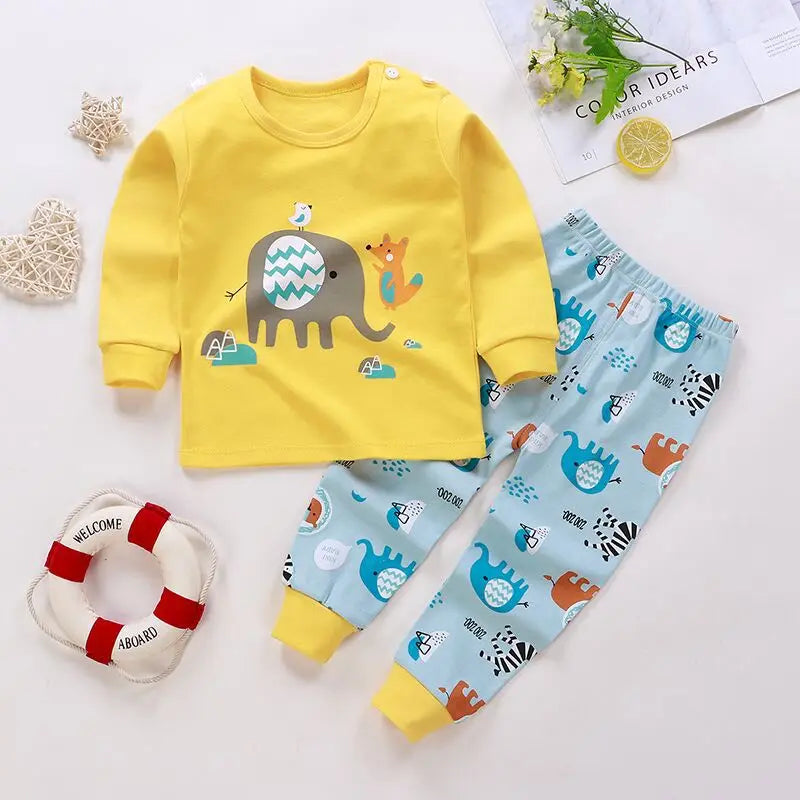 Wholesale Autumn Winter 100% Cotton 2pcs Long Sleeve Pajamas Baby Clothes Sets Christmas Baby Pyjamas Baby Clothing Sets