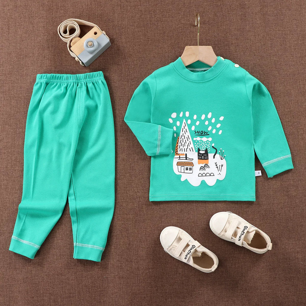 Wholesale Autumn Winter 100% Cotton 2pcs Long Sleeve Pajamas Baby Clothes Sets Christmas Baby Pyjamas Baby Clothing Sets