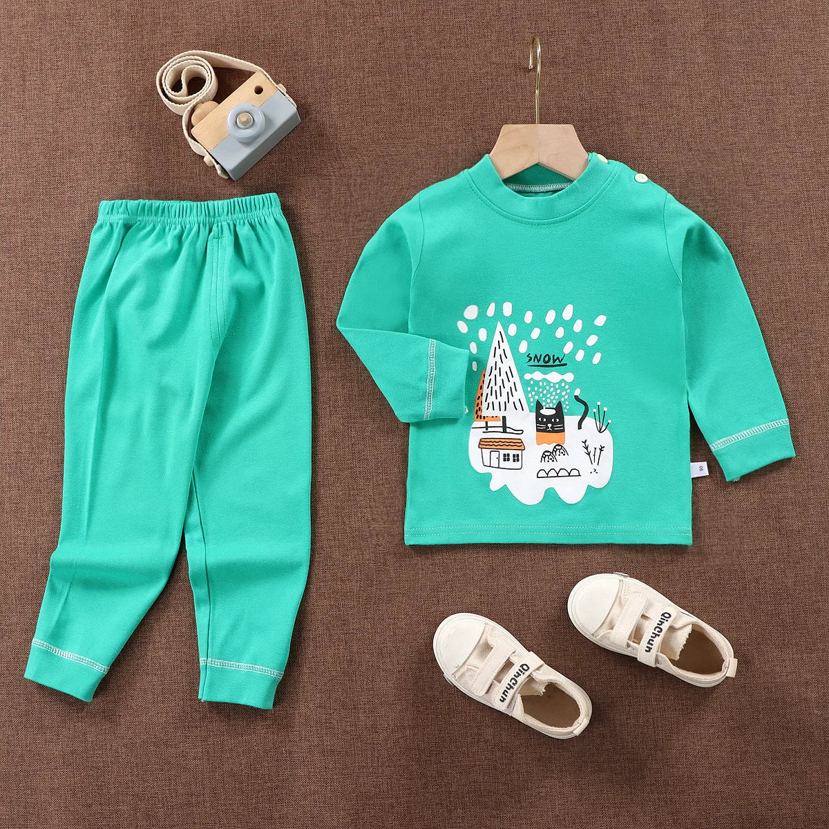 Wholesale Autumn Winter 100% Cotton 2pcs Long Sleeve Pajamas Baby Clothes Sets Christmas Baby Pyjamas Baby Clothing Sets