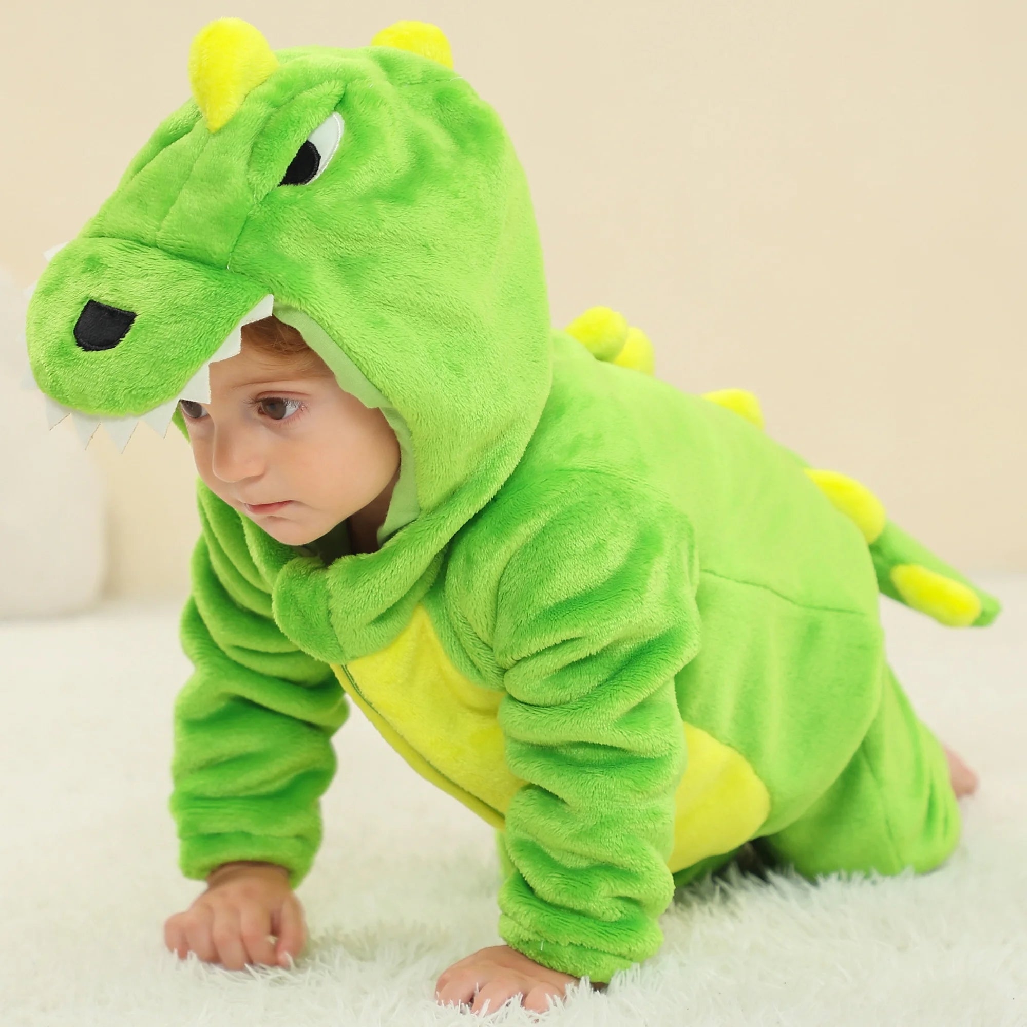 Michley Wholesale Green Animals Baby Unisex Romper 3D Cartoon Baby Infant Costumes Boy's Jumpsuit Baby Clothes in Bulk OEM