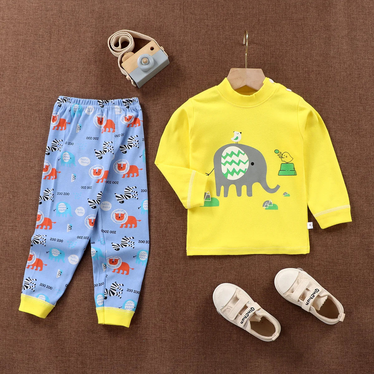 Wholesale Autumn Winter 100% Cotton 2pcs Long Sleeve Pajamas Baby Clothes Sets Christmas Baby Pyjamas Baby Clothing Sets