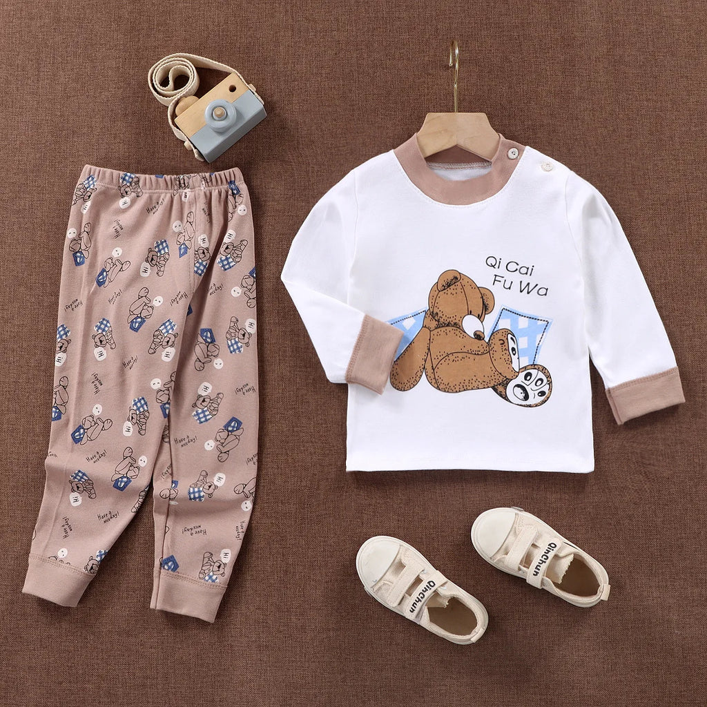 Wholesale Autumn Winter 100% Cotton 2pcs Long Sleeve Pajamas Baby Clothes Sets Christmas Baby Pyjamas Baby Clothing Sets