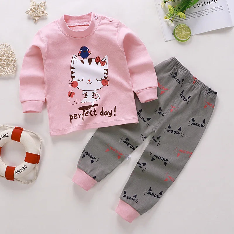 Wholesale Autumn Winter 100% Cotton 2pcs Long Sleeve Pajamas Baby Clothes Sets Christmas Baby Pyjamas Baby Clothing Sets