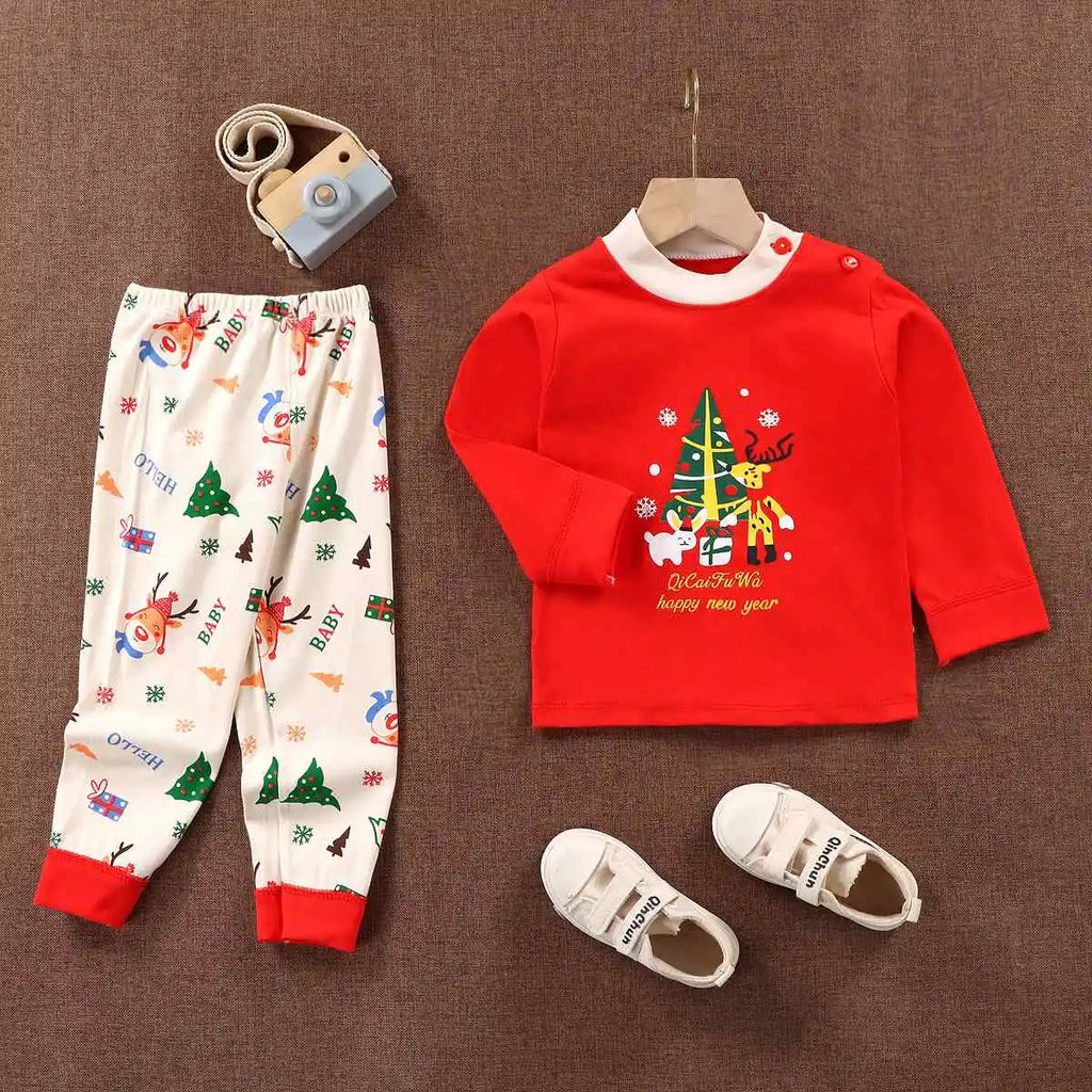 Wholesale Autumn Winter 100% Cotton 2pcs Long Sleeve Pajamas Baby Clothes Sets Christmas Baby Pyjamas Baby Clothing Sets
