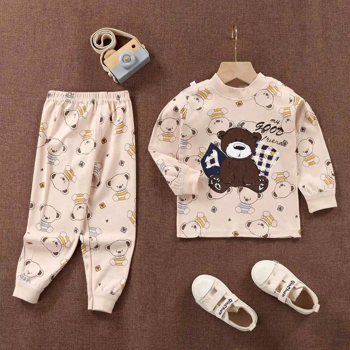 Wholesale Autumn Winter 100% Cotton 2pcs Long Sleeve Pajamas Baby Clothes Sets Christmas Baby Pyjamas Baby Clothing Sets