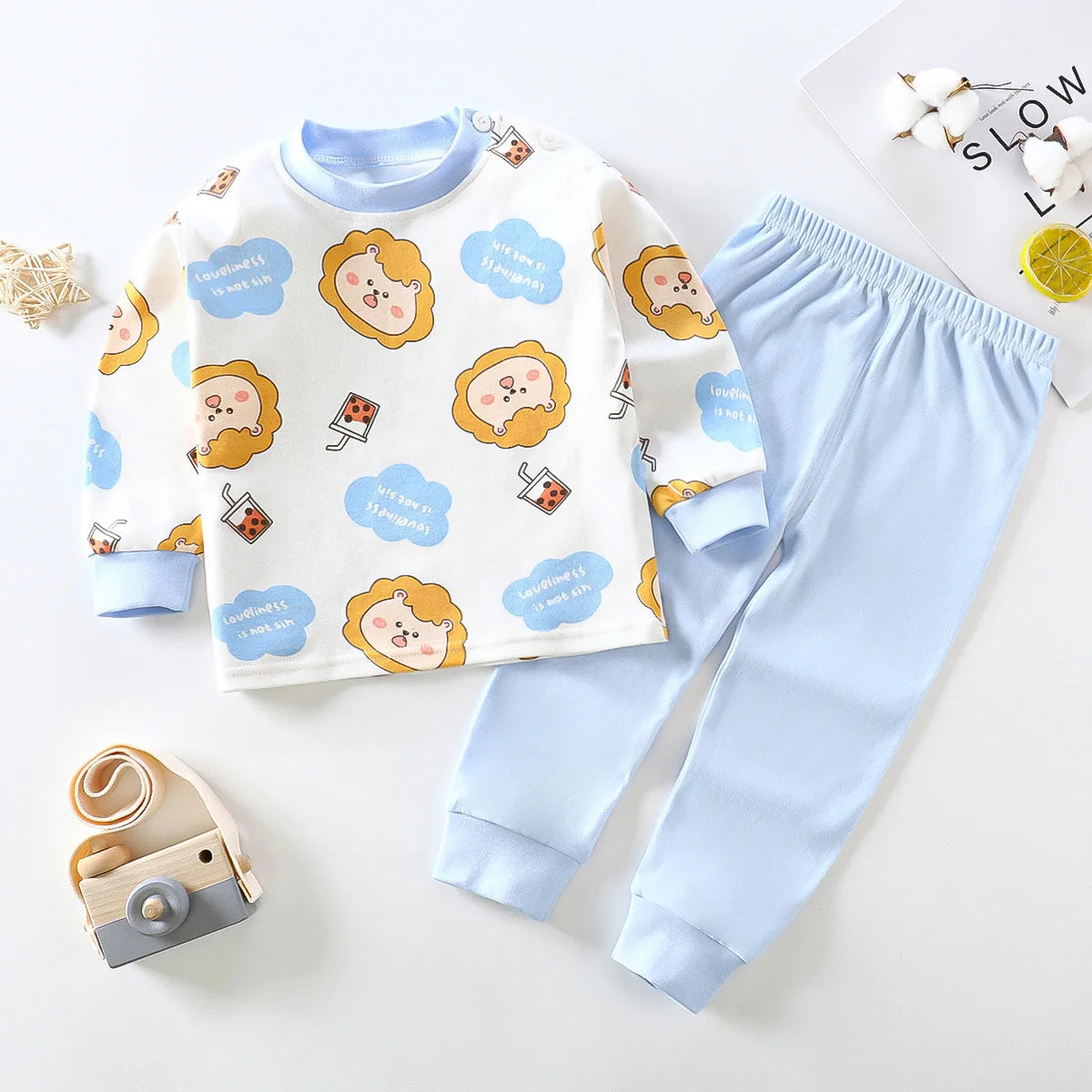 Wholesale Autumn Winter 100% Cotton 2pcs Long Sleeve Pajamas Baby Clothes Sets Christmas Baby Pyjamas Baby Clothing Sets