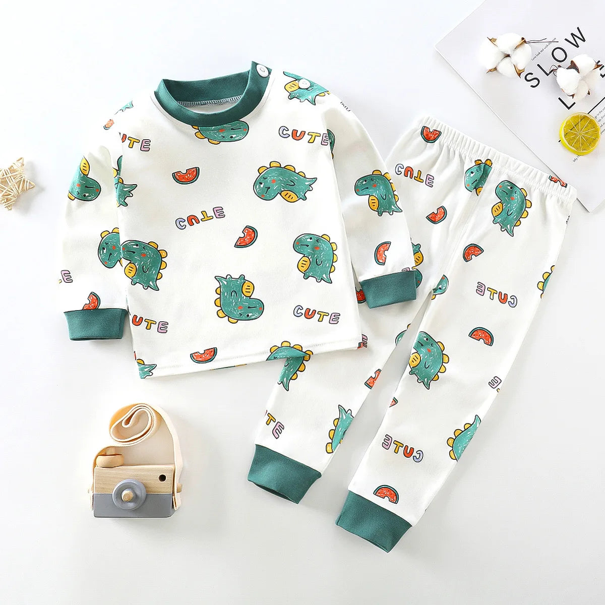 Wholesale Autumn Winter 100% Cotton 2pcs Long Sleeve Pajamas Baby Clothes Sets Christmas Baby Pyjamas Baby Clothing Sets