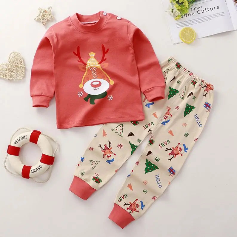 Wholesale Autumn Winter 100% Cotton 2pcs Long Sleeve Pajamas Baby Clothes Sets Christmas Baby Pyjamas Baby Clothing Sets