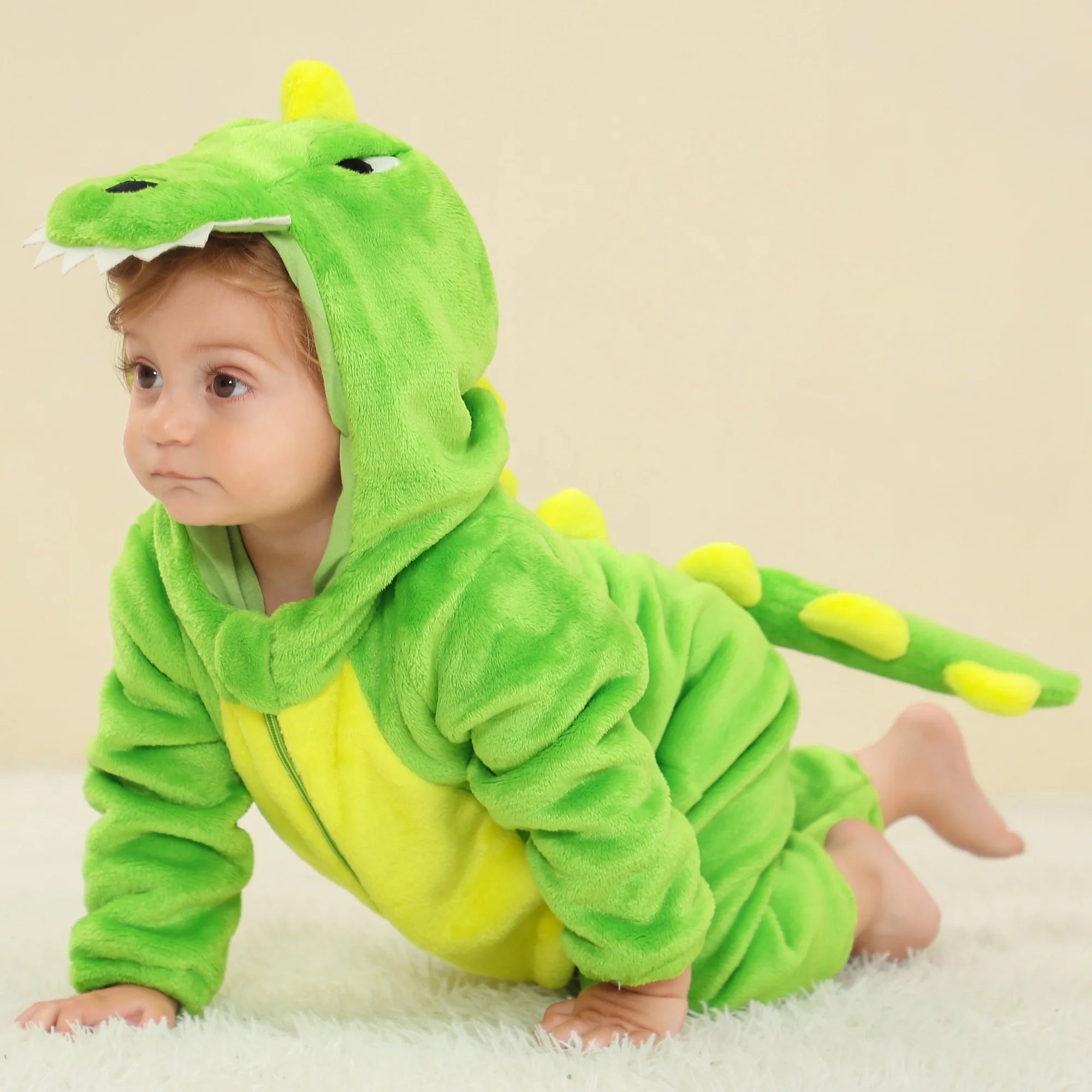 Michley Wholesale Green Animals Baby Unisex Romper 3D Cartoon Baby Infant Costumes Boy's Jumpsuit Baby Clothes in Bulk OEM