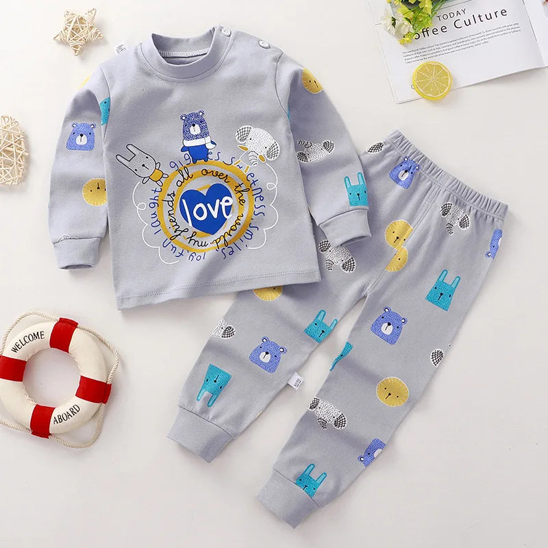 Wholesale Autumn Winter 100% Cotton 2pcs Long Sleeve Pajamas Baby Clothes Sets Christmas Baby Pyjamas Baby Clothing Sets