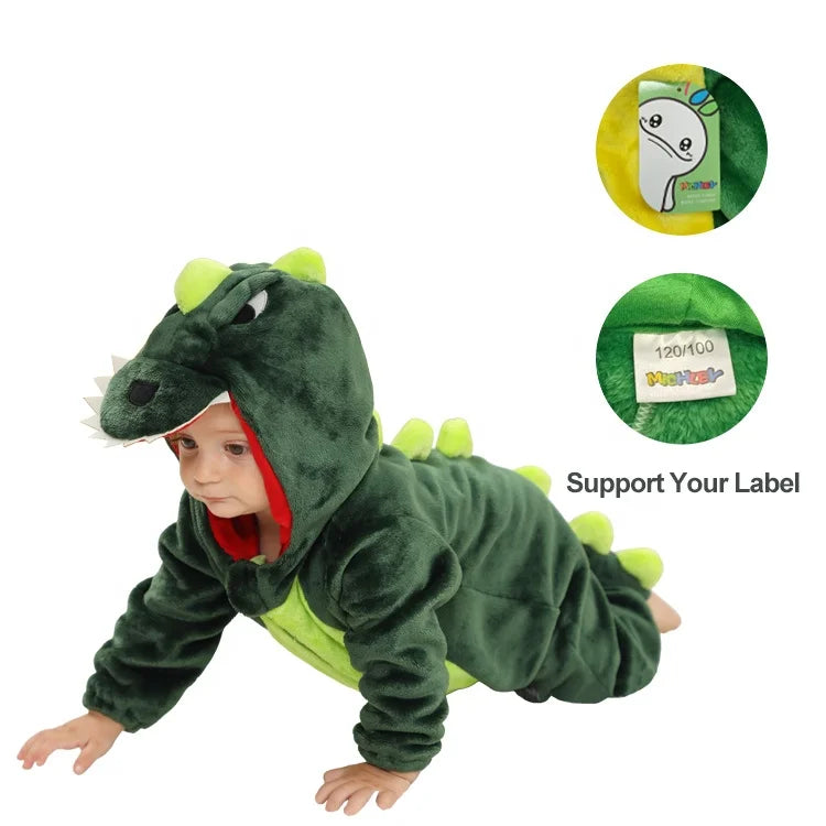 Michley OEM ODM New Design Hot Sale Baby Spring Autumn Romper Green Dragon 3D Cartoon Baby Infant Costumes Fall Baby Clothes