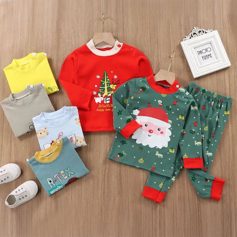Wholesale Autumn Winter 100% Cotton 2pcs Long Sleeve Pajamas Baby Clothes Sets Christmas Baby Pyjamas Baby Clothing Sets